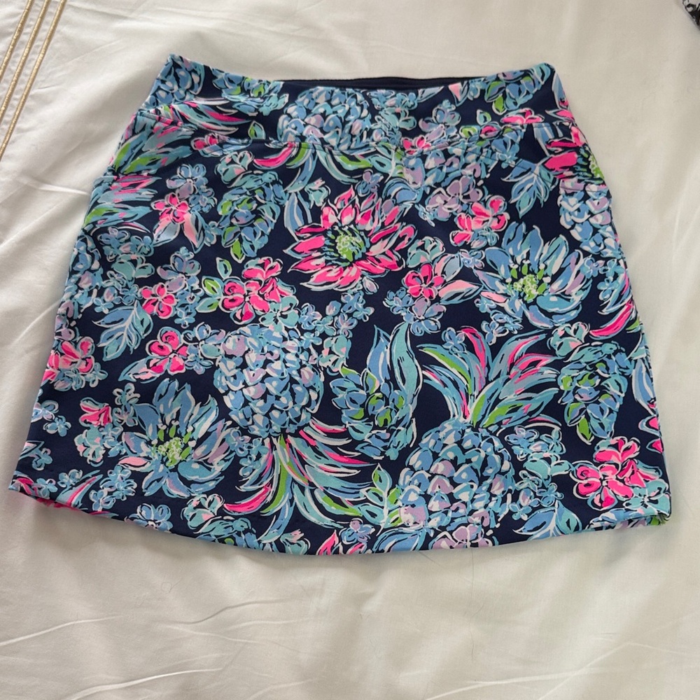 Lilly Pulitzer Blue and Pink Floral Mini Skirt